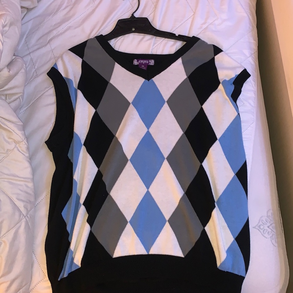 Vintage oversized argyle sweater vest🤍